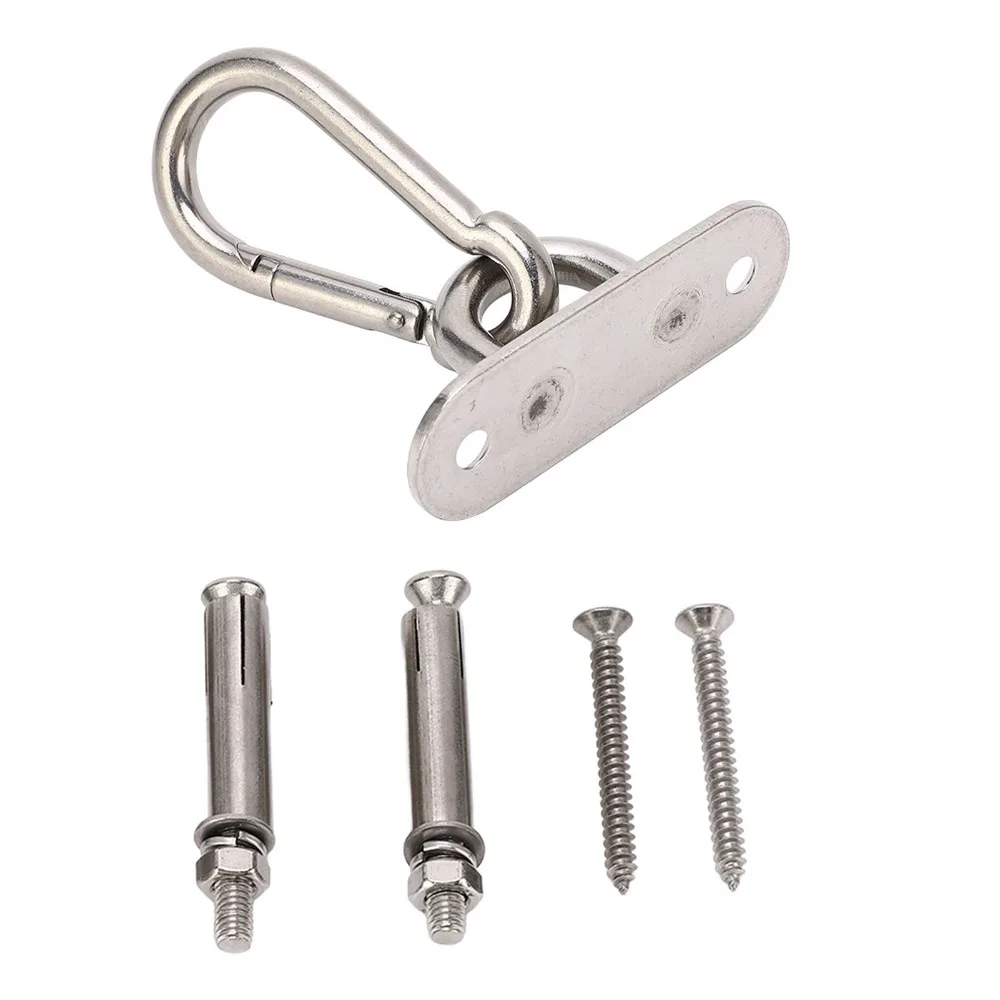 6 PCS Portable Pad Eye Plate Ceiling Mount Hooks Fixed Disk Staple Hook Loop Hanger Kit Swivel Carabiner Hooks Staple Hook Loop