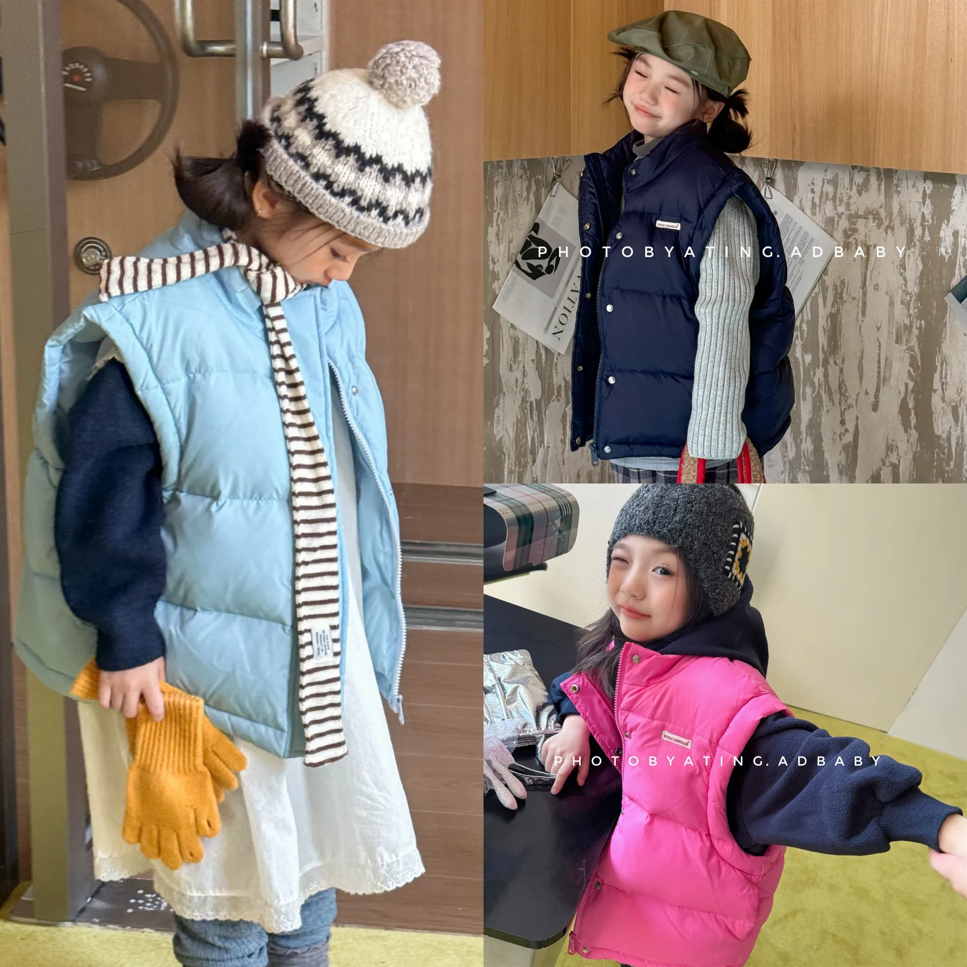 Winter Infant Babys Girl Waistcoat Solid Plush Padded Kids Girls Sleeveless Parkas Toddler Girl Outwear Vest Little Girls Jacket