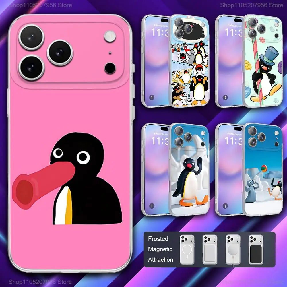 

Cartoon P-Pingus Cute For iPhone 11,12,15,14,13,17,16,Pro,Plus,E,Max,Air,Mini Magnetic Frosted Cover Phone Case
