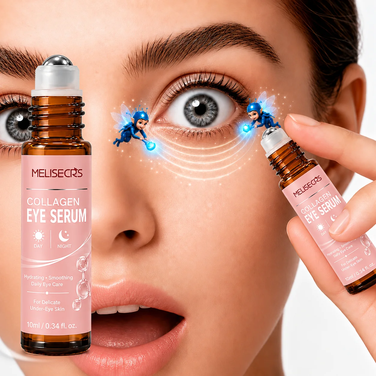 Collagen Eye Serum With Cooling Rollerball Applicator, Hydrating, Firming & Smoothing Fine Lines, Daily Skincare