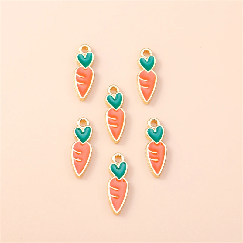 

20pcs 5x16mm Cute Mini Enamel Food Carrot Charms Pendants for Jewelry Making Earrings Necklaces Bracelets DIY Crafts Accessories