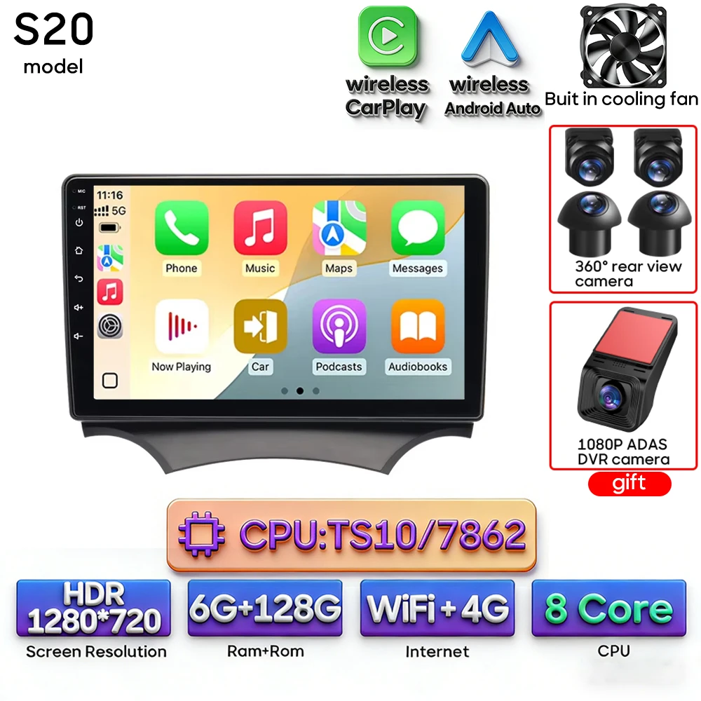 Android 16 voor Ford KA K2 2008 - 2014 Audioscherm Autoradio Videomultimediaspeler Carplay + Android Auto Navigatie GPS 2din