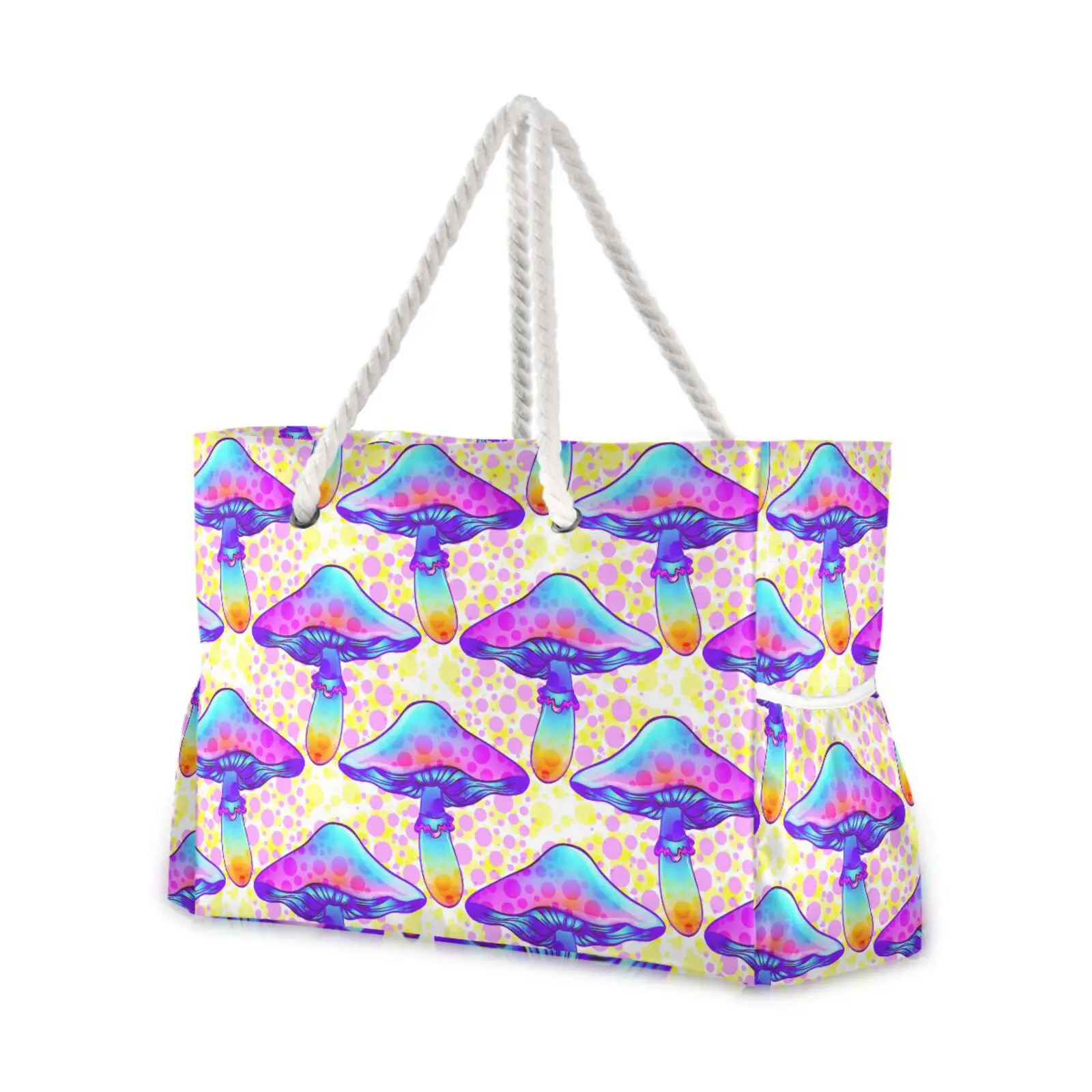 Fashion Folding Women Big Size Handbag Tote Ladies Casual Magic Mushroom Ethnic Art Style Shoulder Bag Beach Bolsa Feminina NEW