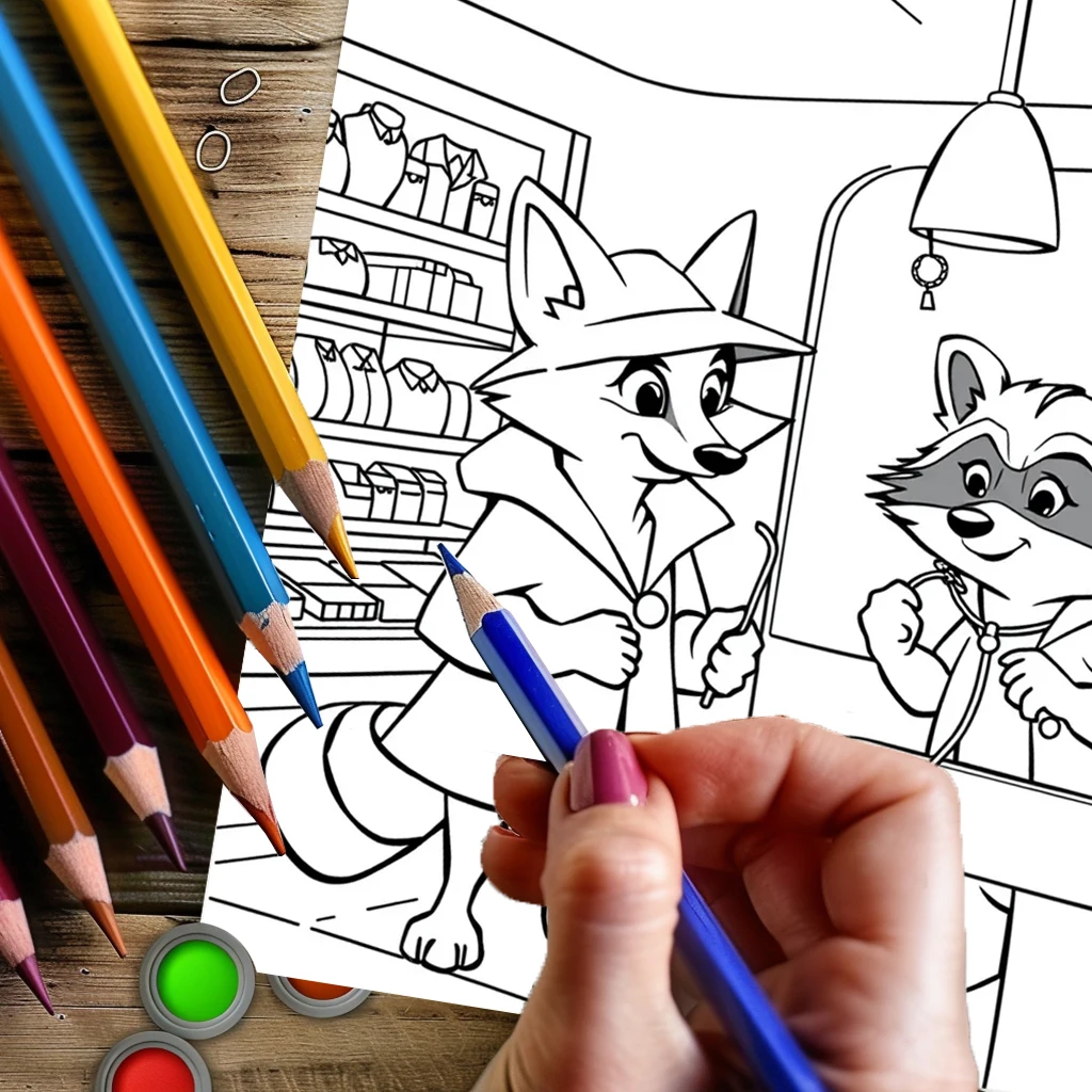 Libro para colorear de detectives de animales de 28 páginas, libro para colorear para reducción de estrés para adultos |   Libro para colorear para aliviar el estrés