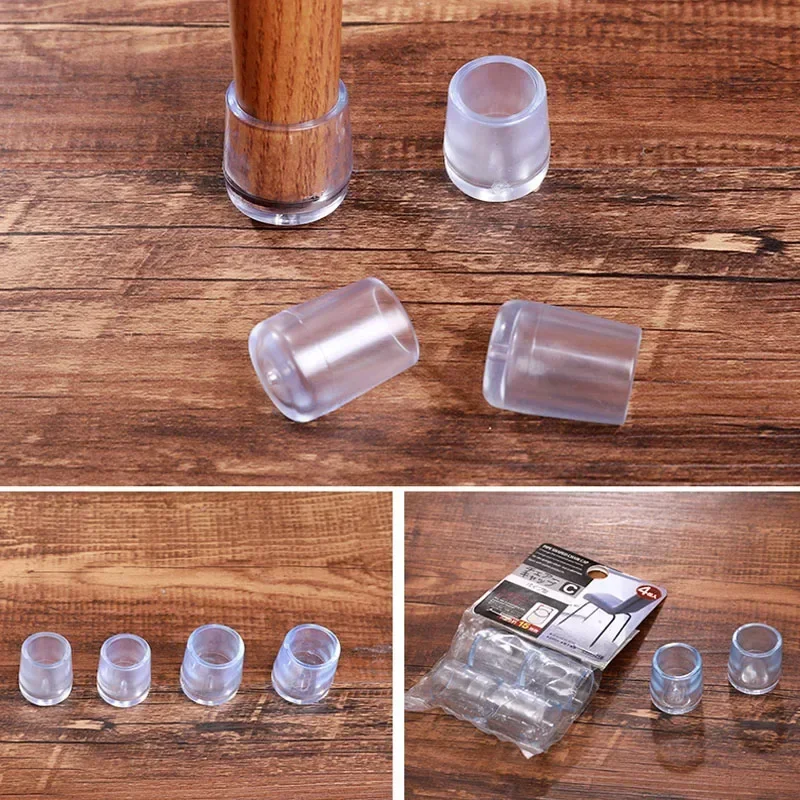 8PCS Clear Rubber Table Chair Leg Silicone Cap Pad Furniture Table Feet Cover Anti-noise Floor Protector Caps End Cap