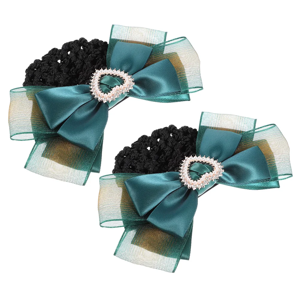 

2Pcs Professional Bun Hair Nets Cover Nets Women Hairnets Bun Clip Bows Breathable Comfortable Stylish Accessories