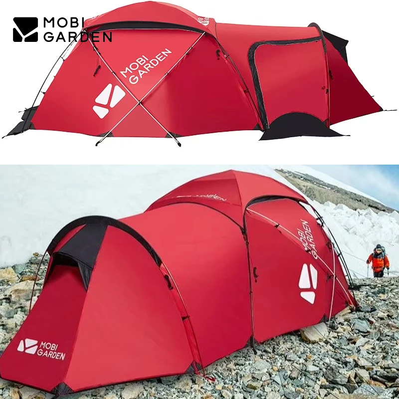 MOBI GARDEN 50D Outdoor Tent Rain and Snowstorm Camping Thickening Hiking Snow Mountain Tent With Snow Skirt 2-3 Persons MX