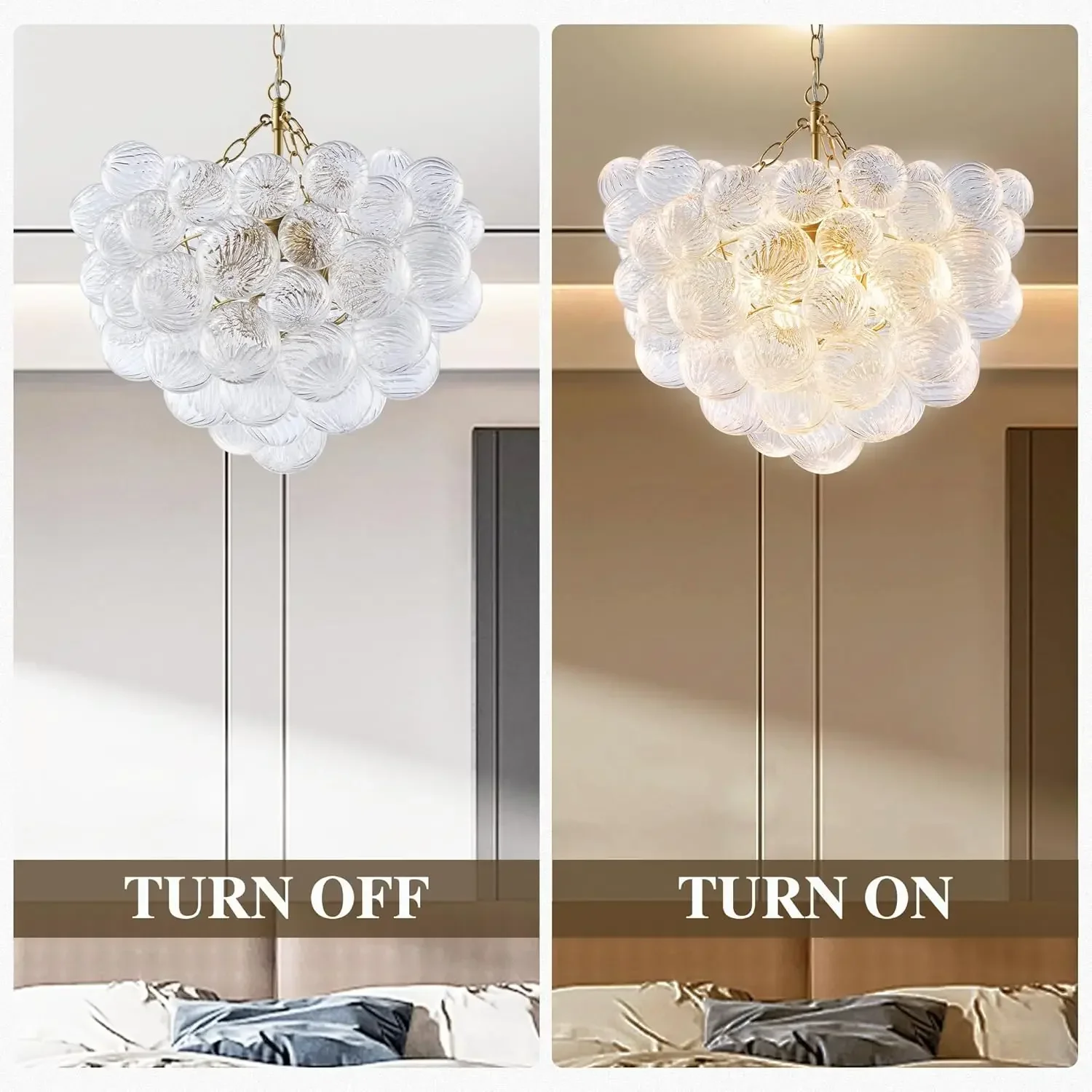 French Glass Bubble Ball Chandelier Villa for Living Dining Dressing Room Master Bedroom Lamp Magic Bean LED Decorative Lamp