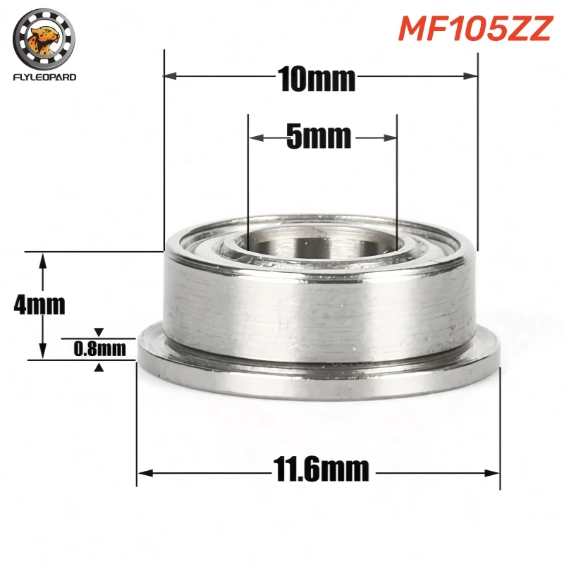 10pcs MF Series Miniature Flange Ball Bearing MF52ZZ MF63ZZ MF74ZZ MF83ZZ MF84ZZ MF128ZZ MF115ZZ MF105ZZ MF95ZZ High Precision
