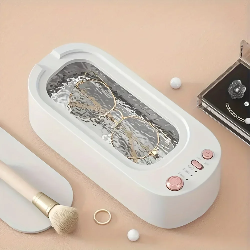 Nettoyeur à ultrasons pour bijoux, machine de nettoyage de lunettes pour tous les bijoux, 360 ° DegreeCleaningHouseholdCleaner pour montres, bagues, brosse de maquillage