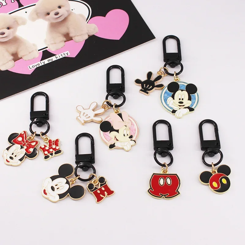 Cute Disney Anime Mickey Minnie Keychain Creative Couple Cartoon Backpack Pendant Decorative Accessories Kids Toy Gift Wholesale