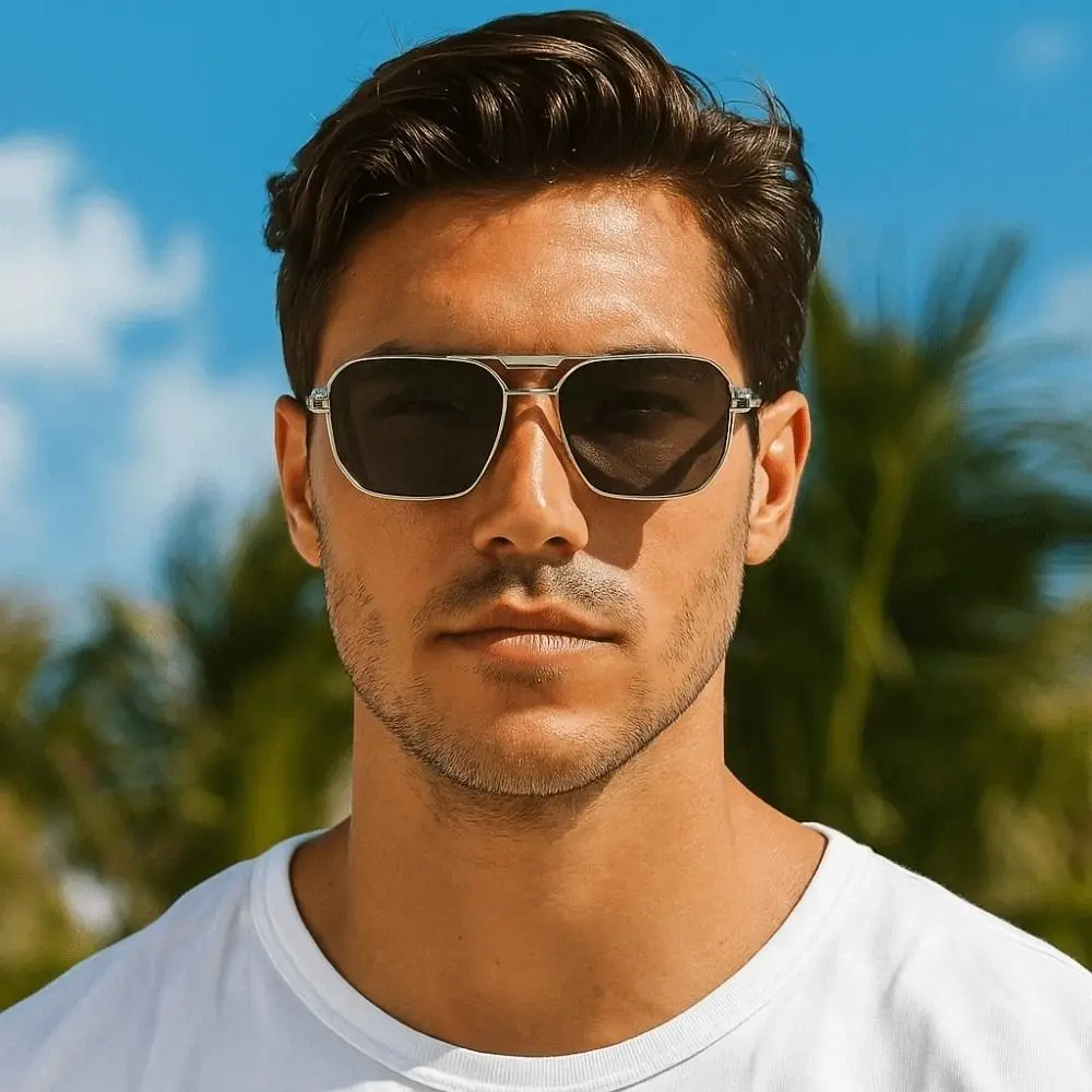 

Retro Double Bar Sunnies Sunshade Eyewear Costume Accessory Unisex Polarized Sunglasses Lightweight HD Anti-UV Glasses Summer