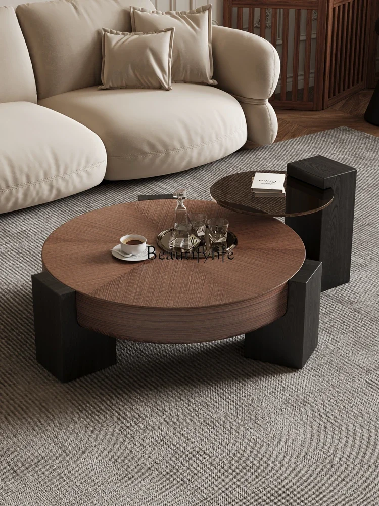 

FG10*Retro style coffee table living room household small apartment Italian minimalist walnut light luxury