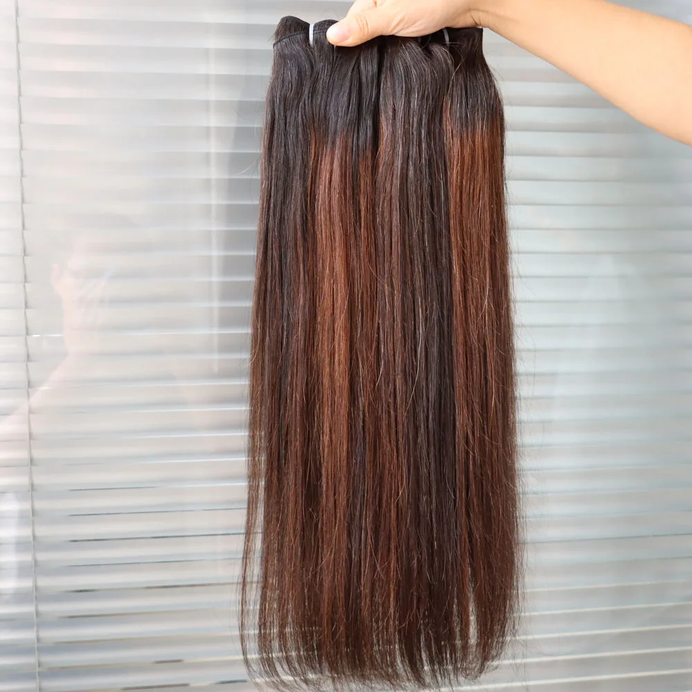 انخفاض الشحن بالجملة تسليط الضوء على أومبير 1B 4 اللون البني عذراء ريمي الشعر البشري حزمة الهندي لحمة شعر نسج النسيج على التوالي