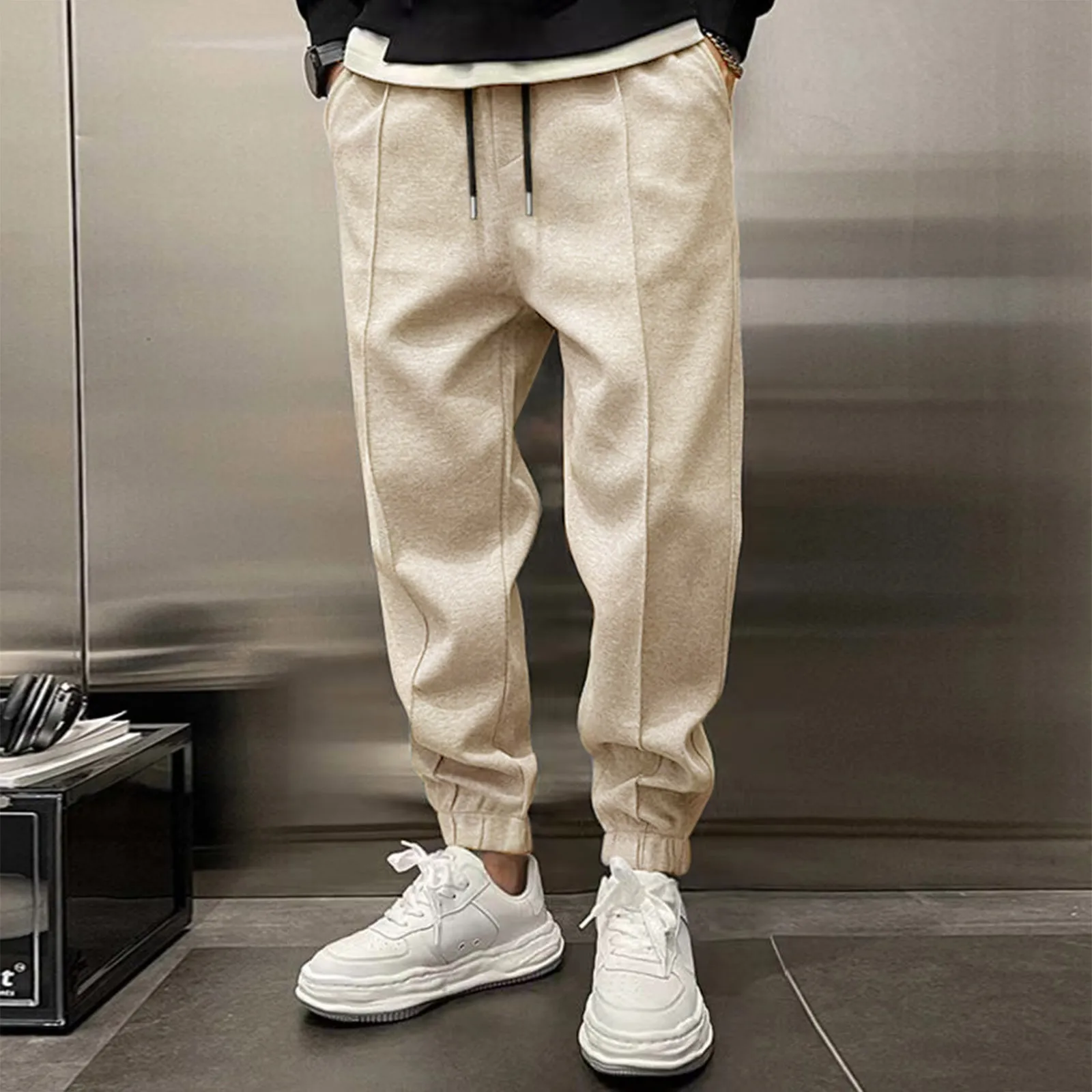 

Mens Fleece Lined Sweatpants Wide Straight Leg Pants Bottom Sweatpants Joggers Pants Workout High Waisted Yoga Pants With Pocket