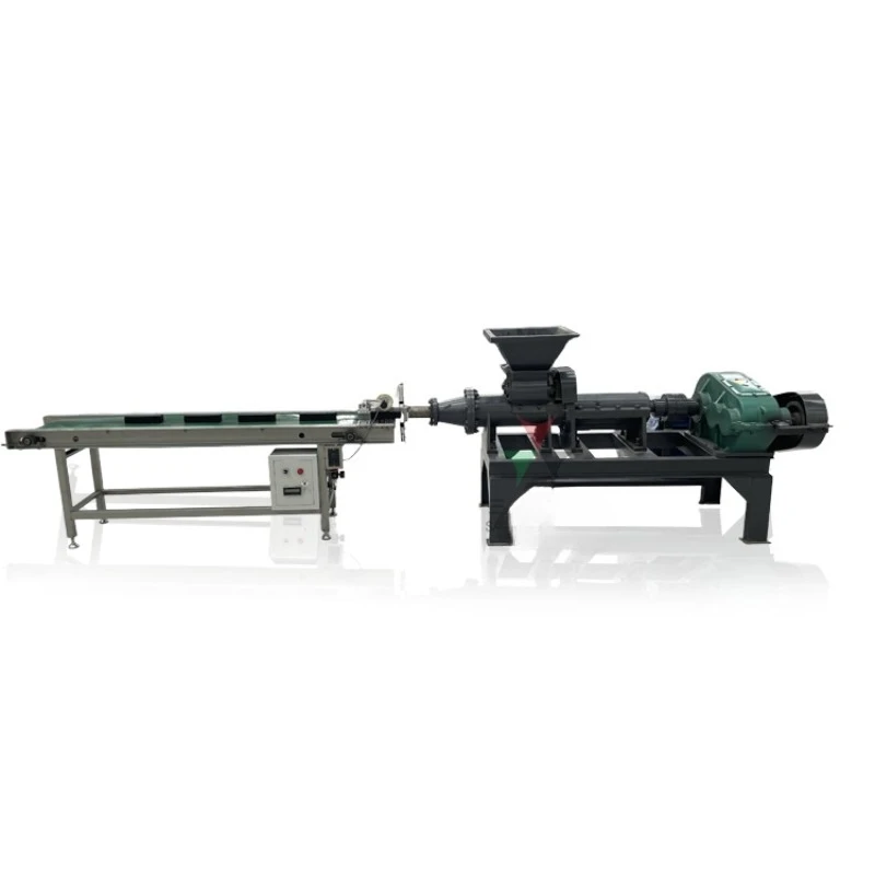 Small rice husk bagasse coconut straw hay biomass wood chips charcoal screw extruder briquette compressor