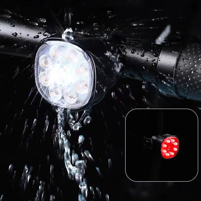 Bicycle Light USB 9 LED Rechargeable MTB Road Bike Headlight Front Rear Lamp Taillight Waterproof Flashlight Cycling Light