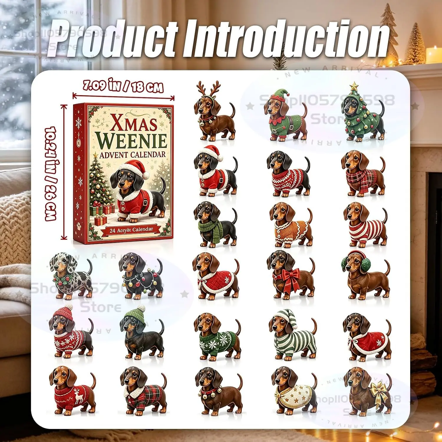 2026 Advent Calendar,24-Day Mini Dachshund Christmas Countdown with 24-Piece Christmas Dog Collectible Set,Gifts & Party Favors