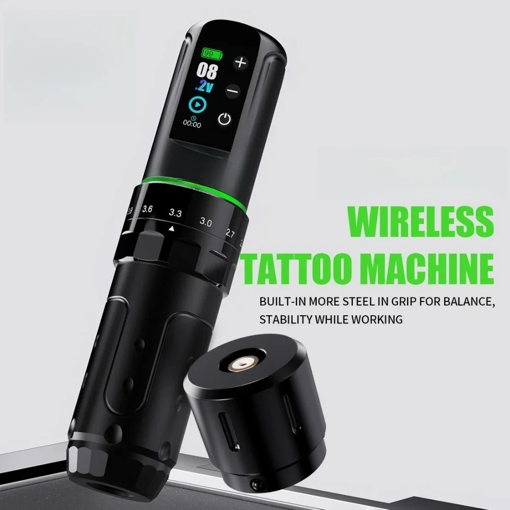 Wireless Tattoo Machine Kit Complete 7 Strokes 2000mAh Batteries Transfer Machine Pro Tattoo Needles for Beginner