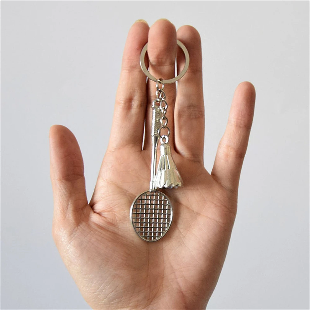 Creative Badminton Racket Keychain Metal Sports Pendant Keyring For Men Backpack Decor Car Accessories Student Competition Gifts