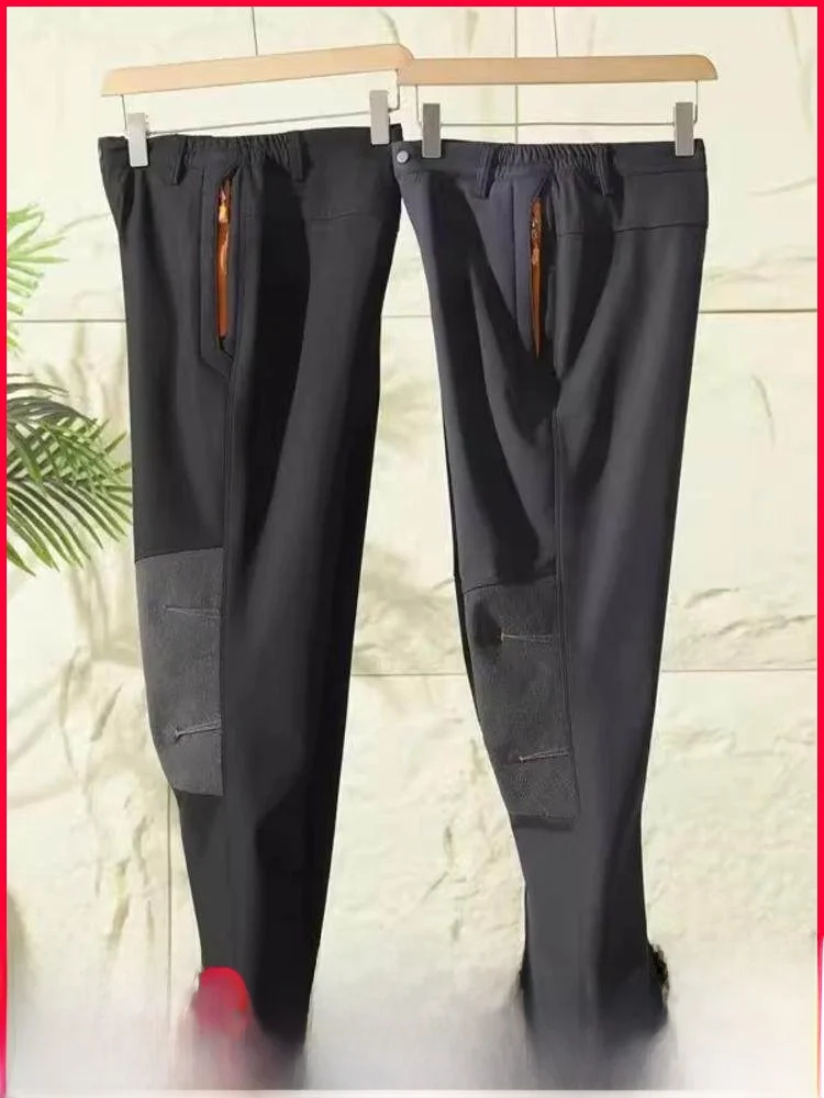 

Outdoor Men's Fce Lined Soft ell Hiking Casual Pants Autumn Winter New Arrival Trendy Straight Leg Zipper Fly mid Waist