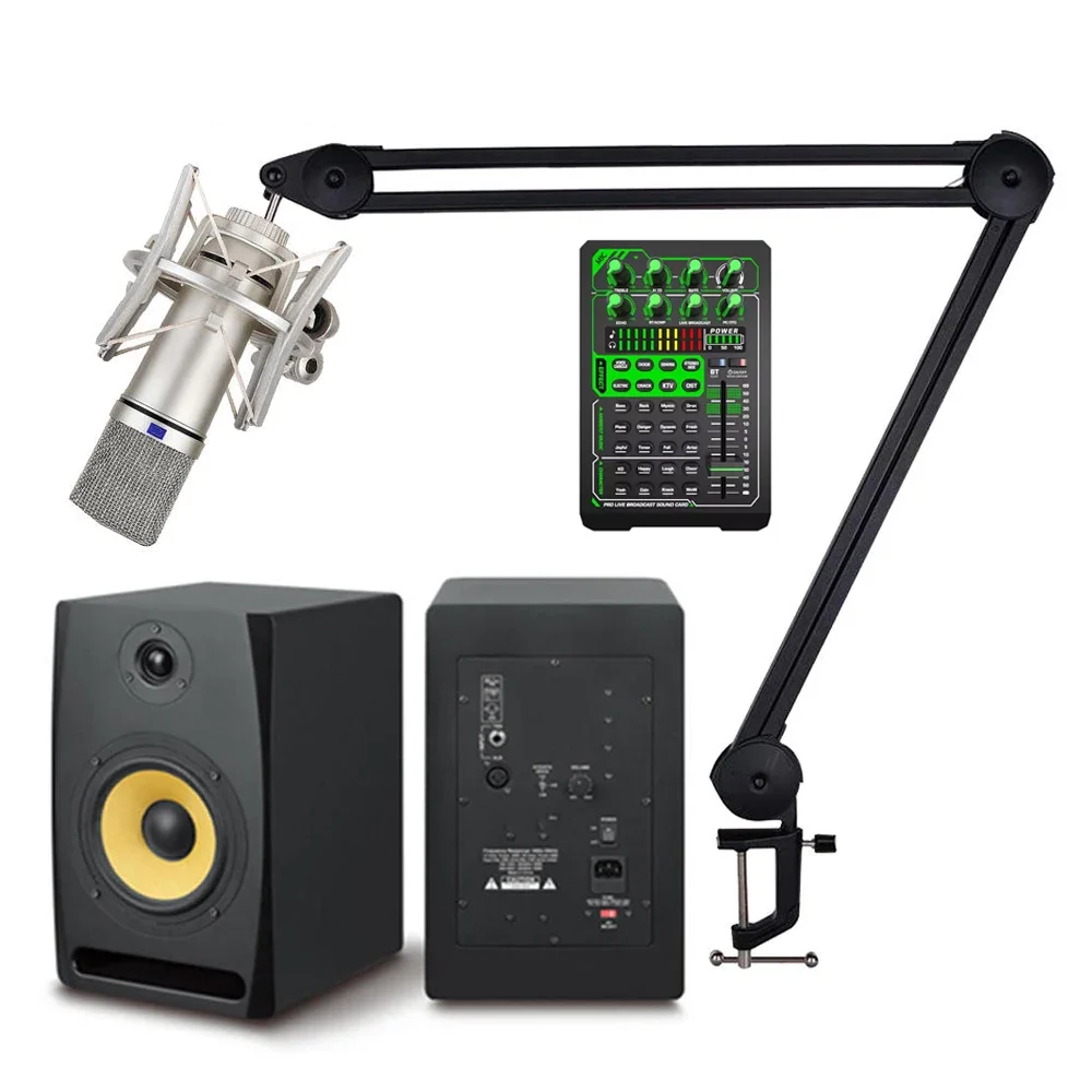 

Professional Music Home Studio Monitors Recording Mic Microphone Equipment Kit monitor Speaker