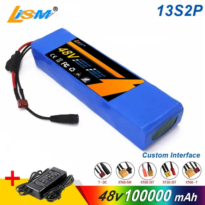 13S2P Battery 48v 100Ah 18650 Lithium Ion Battery Pack 13S2PConversion Kit Bafang 1000w give54.6Vchargers