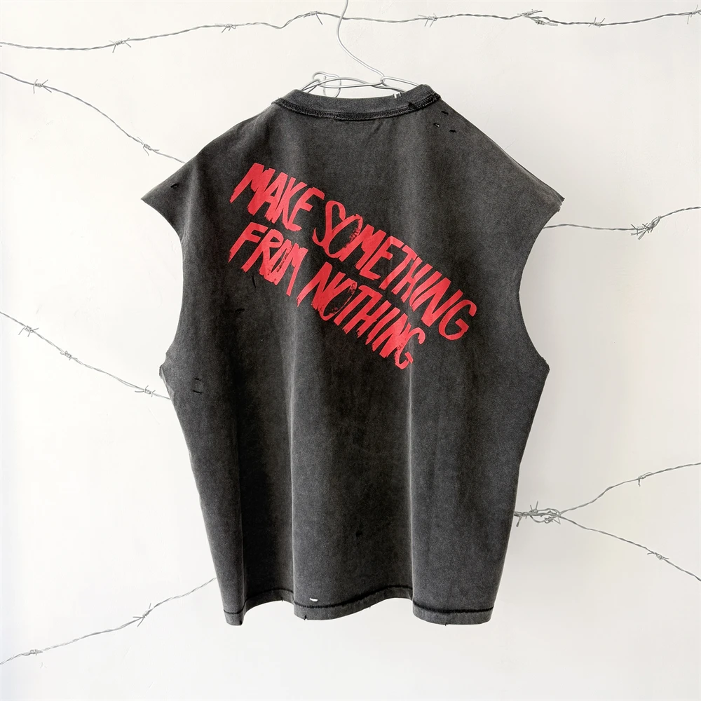 Washed SAINT GO ALL IN MAKE SOMETHING FROM NOTHING T Shirt Men Women High Quality Unisex Tee Tops T-Shirts