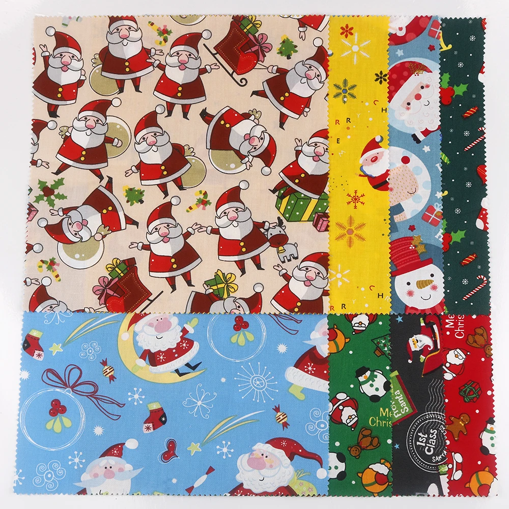 Random Christmas Set,Printed Cotton Twill Fabric Patchwork,Square Shape Cloth Bundle For DIY Handmade Sewing&Quilting Material