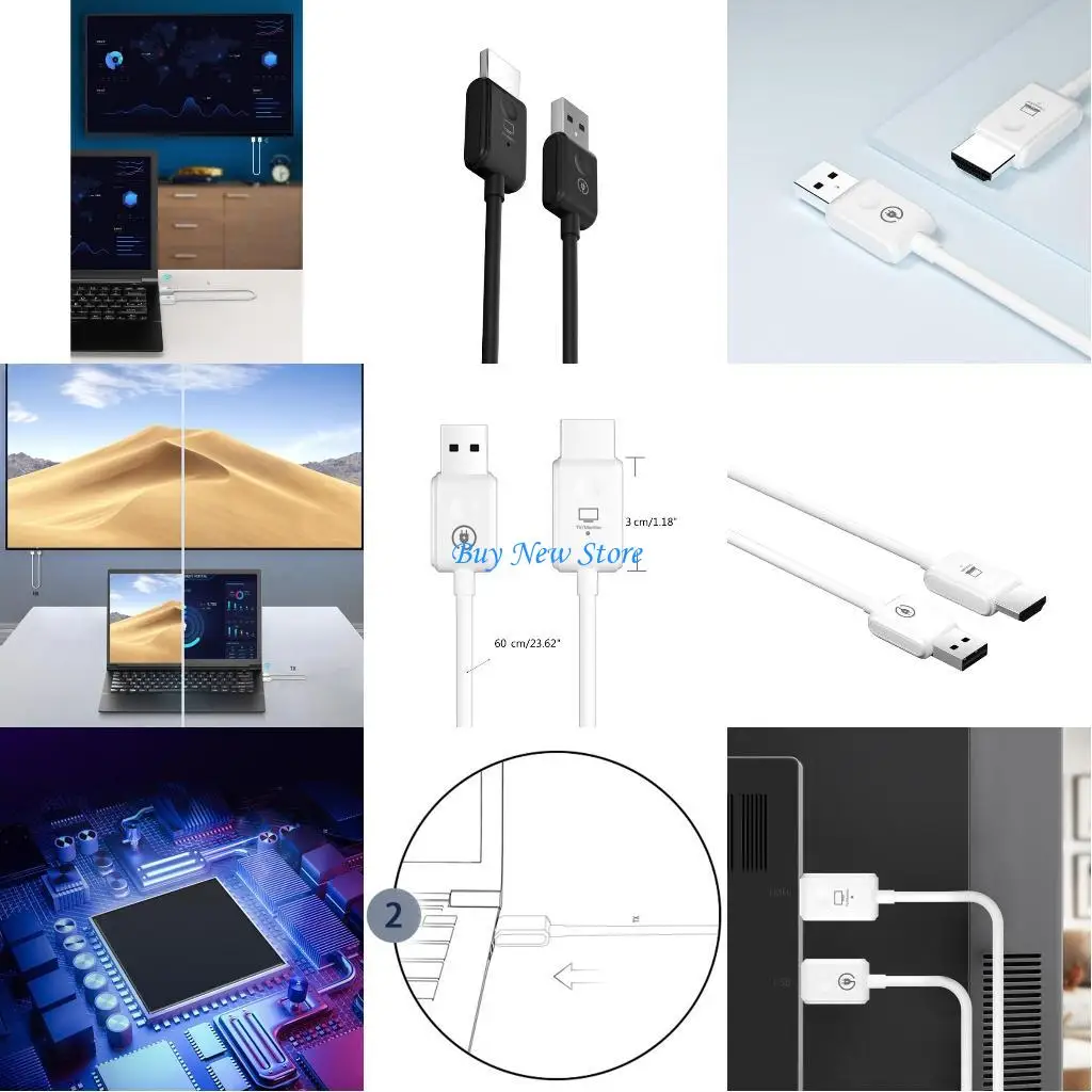 

20CE Wireless Display Dongle Adapter Wireless HDMIcompatible Transmitter & Receiver 1080p Streaming for Multitasking Durable