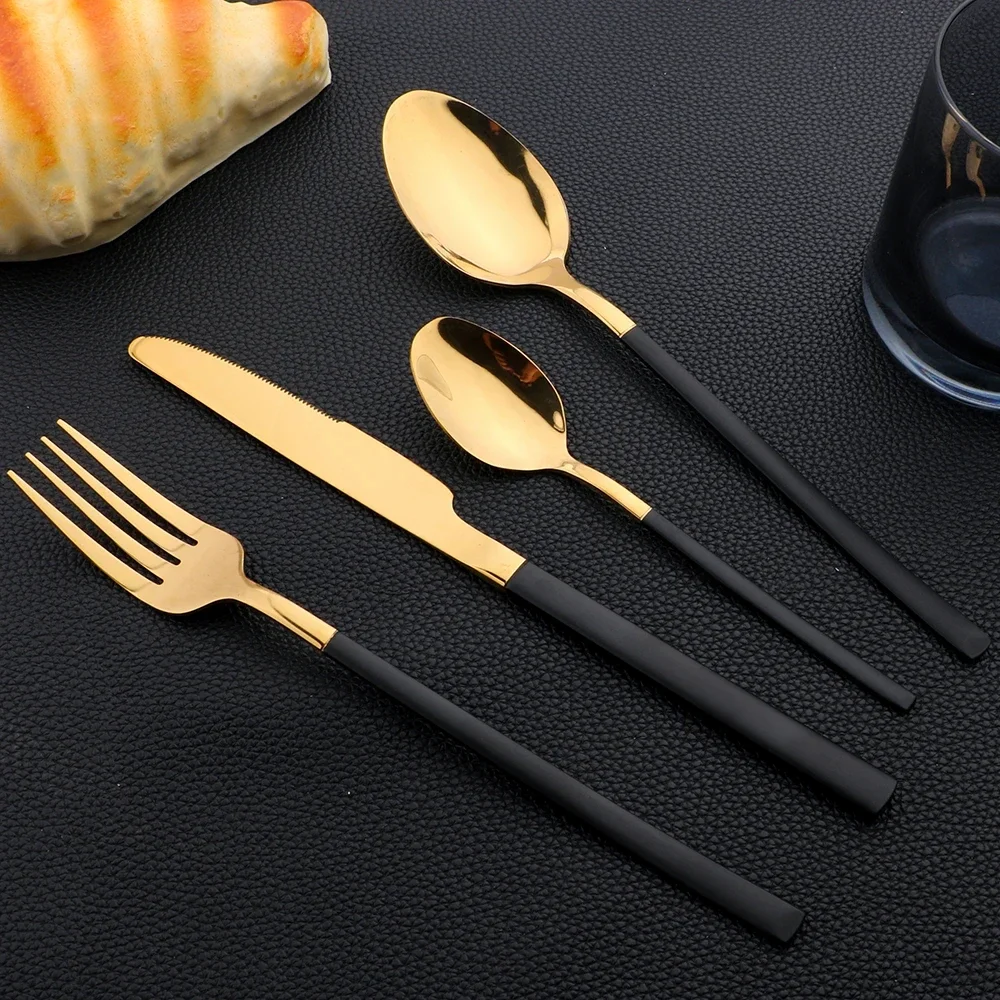 30Pcs Pink Silver Cutlery Set Knife Fork Spoon Dinner Dinnerware Set Stainless Steel Flatware Set Kitchen Tableware Set