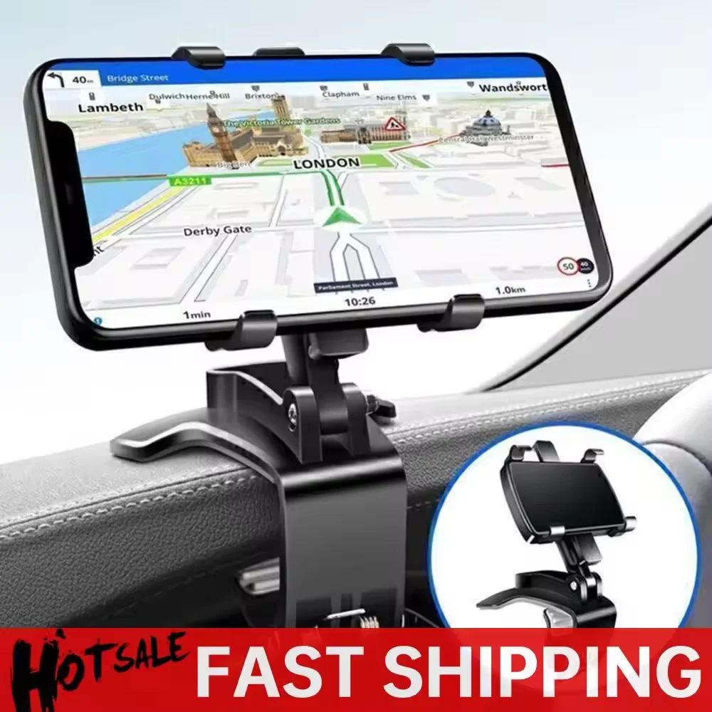 Car Mobile Phone Mount Car Multi-function Instrument Cluster Mobile Phone Holder Rearview Mirror Navigation Bracket 360-Degree