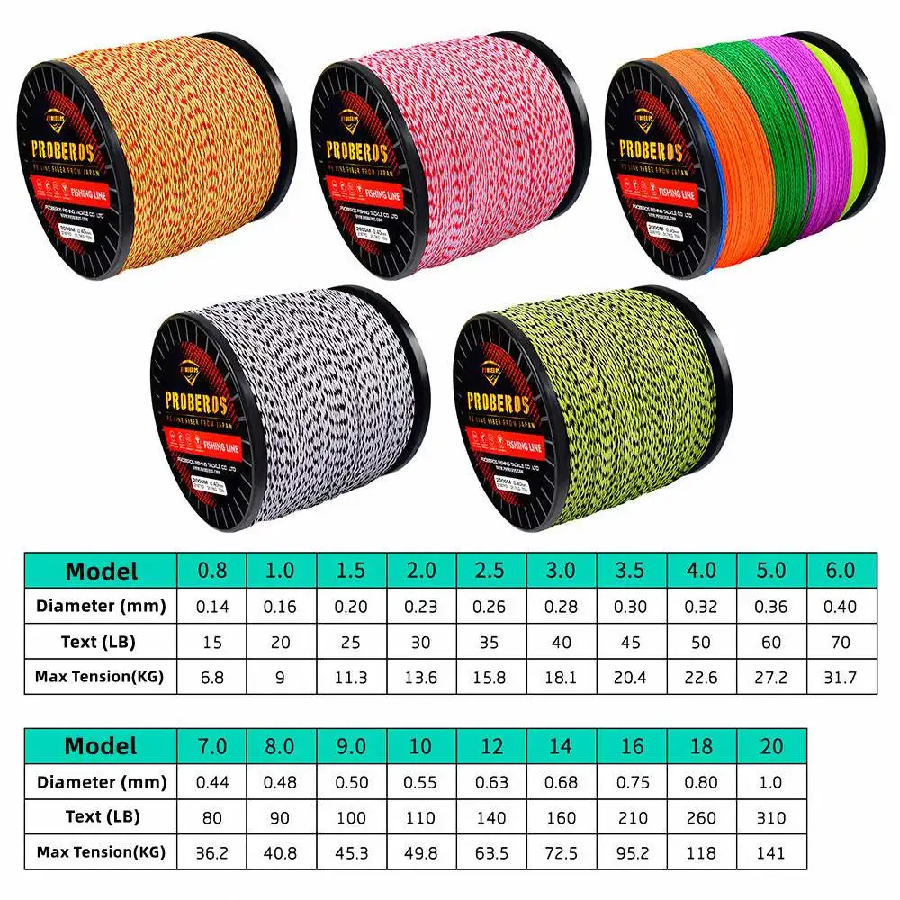 9 Strands 2000M PE Braided Fishing Line Colorful Smoother Floating Line Carp Fishing Thread Fishing Tackle Linha De Pesca