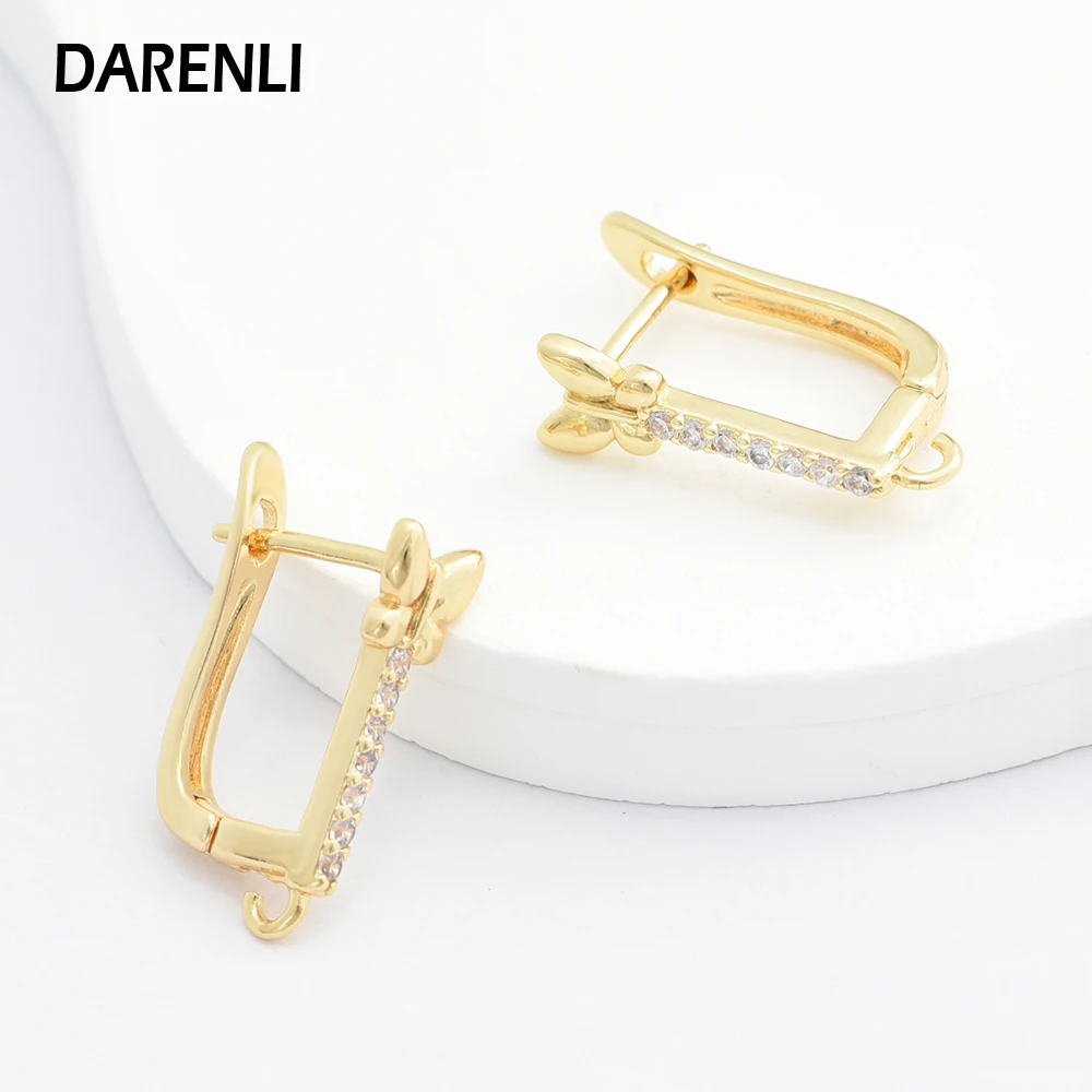 DARENLI 1 คู่สไตล์ฝรั่งเศส 18K Gold Plated ตะขอต่างหู DIY ผู้หญิงหูลวดผลการค้นหาเครื่องประดับสําหรับเครื่องประดับทําอุปกรณ์