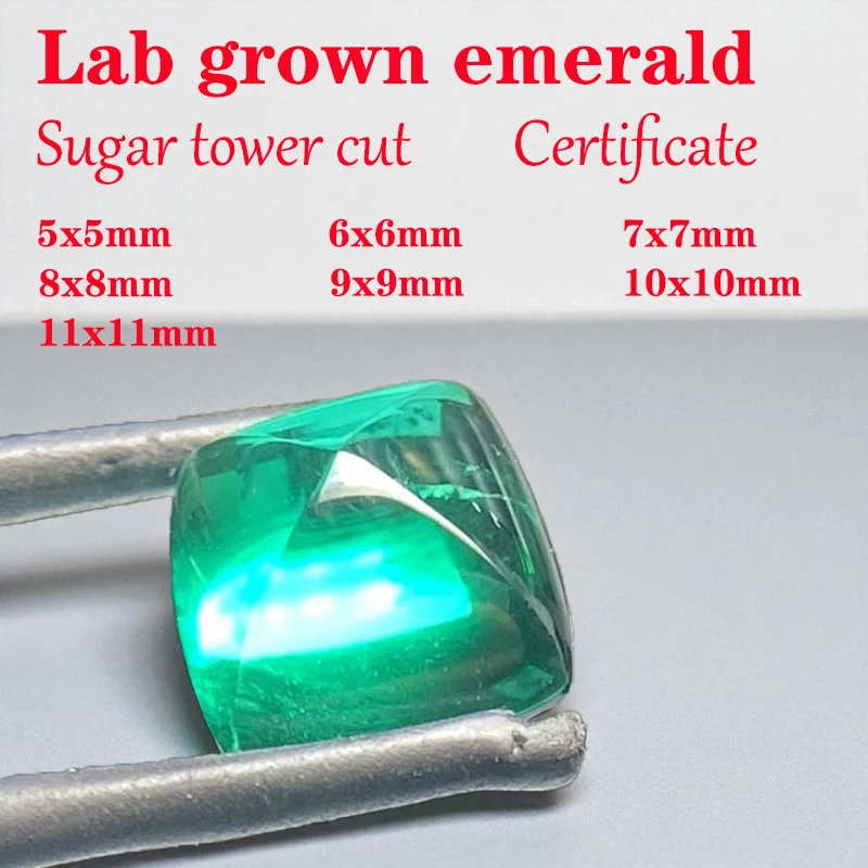 

Sugar Tower Shape Lab Grown Columbia Emerald Natural Color Wholesale DIY Ring Necklace Earrings Main Materials with Certificate