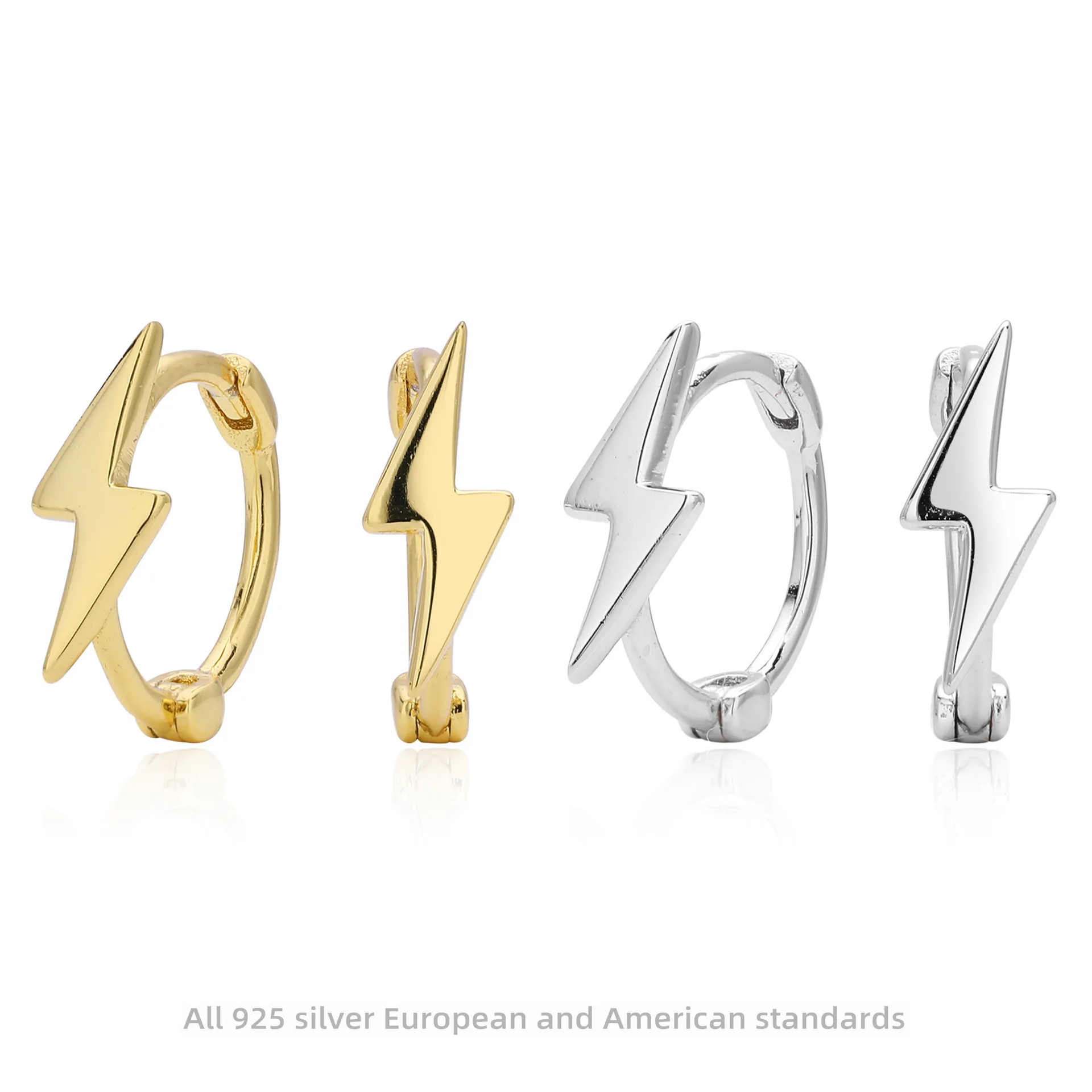 Withered S925 Sterling Silver Earrings Fashionable And Personalized Glossy Lightning Earrings Accessories