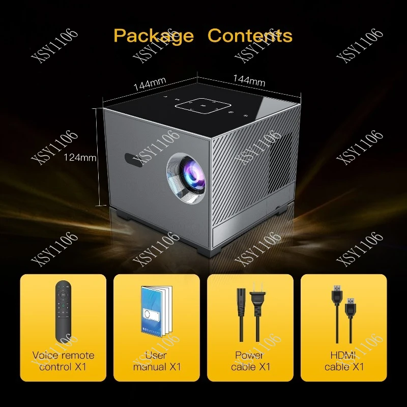 8K Decoding Portable Projector - 4K UHD Home Theater with Screen Cast for Bedroom Wall Projection