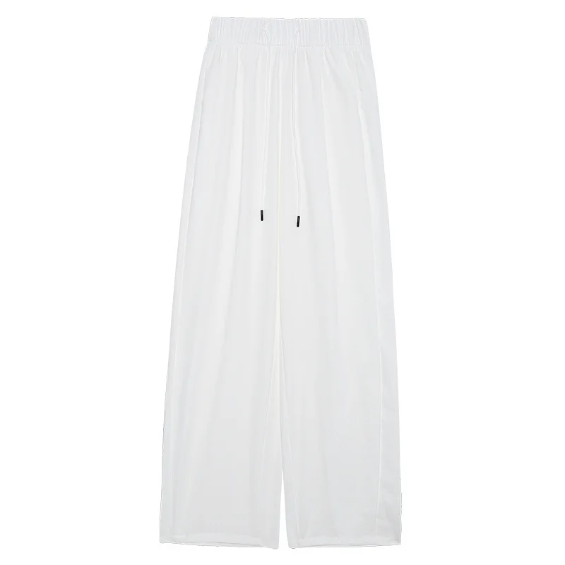 Purple High Waist Draped Ice Silk Wide Leg Pants Women's Summer Thin New Sle Bend Knife Pants Sun Protection Qui Dry Spor...