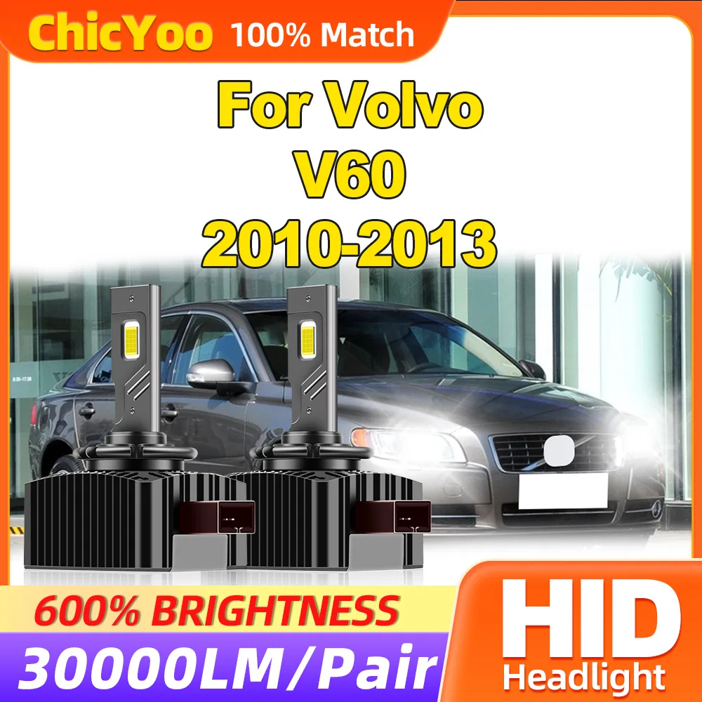 

30000LM HID Xenon Lamps 120W High Power LED Headlight Bulbs 6000K White 12V Car Lights For Volvo V60 2010 2011 2012 2013