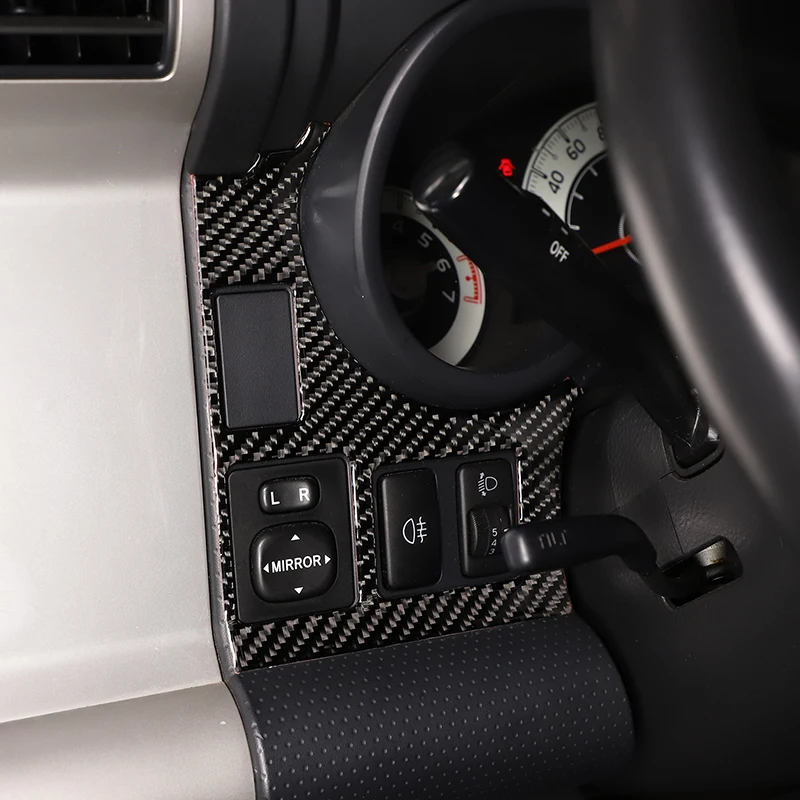 For Toyota FJ Cruiser 2007-2021 Soft Carbon Fiber Car Dashboard Rear View Mirror Adjustment Panel Trim Sticker Car Accessories