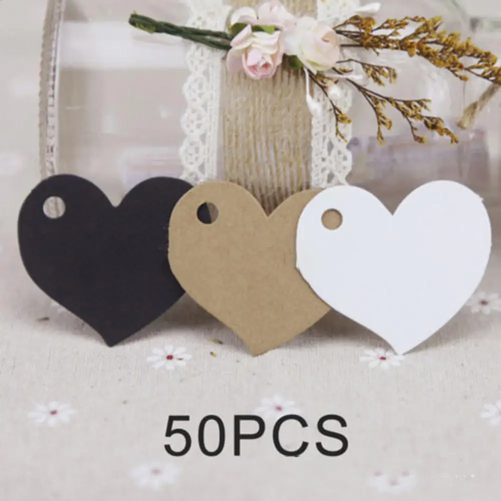 100PCS/Pack Love Shaped Kraft Tags Universal Diy Blank Tags With 10m Jute Twine For Wedding Birthday Christmas