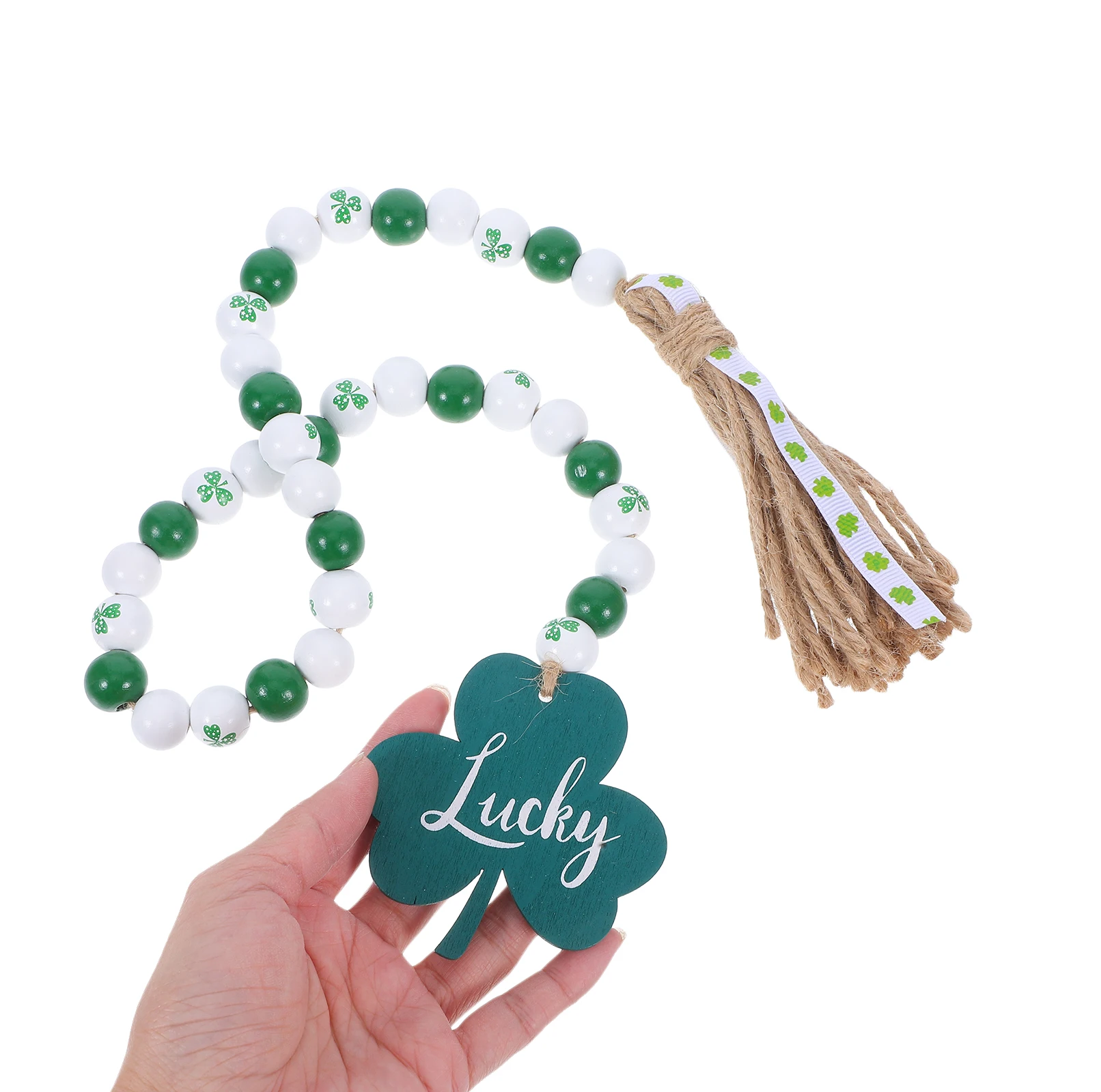 

Wooden Bead Garland Tassels St Patricks Day Decorations Home Study Hotel Farmhouse Garland Lightweight Festive