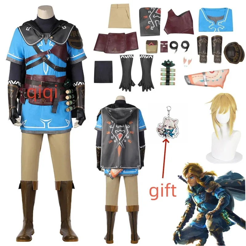 

Game Link Zelda Cosplay Costume Anime Heroes Outfits Tears Link Auratus Shirt Jumpsuit Cape Carnival Halloween for Adults Men