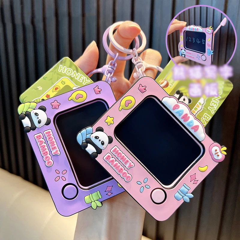 Creative Graffiti Board Keychain Cute Animal Reusable Clearing DIY Painting Keyring Student Bag Pendant Kids Decompression Toy