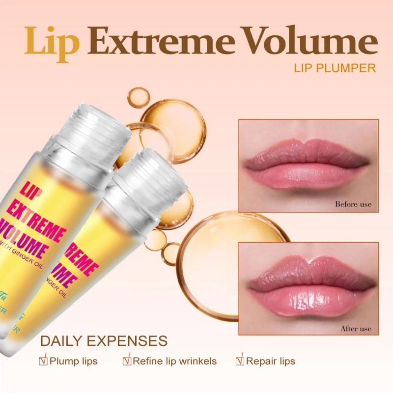 New Lip Plump Serum Ginger Mint Lip Enrichment Oil Plant Day Night Lip Care Extreme Volumizer Plump Fuller Filler Bigger Pulp