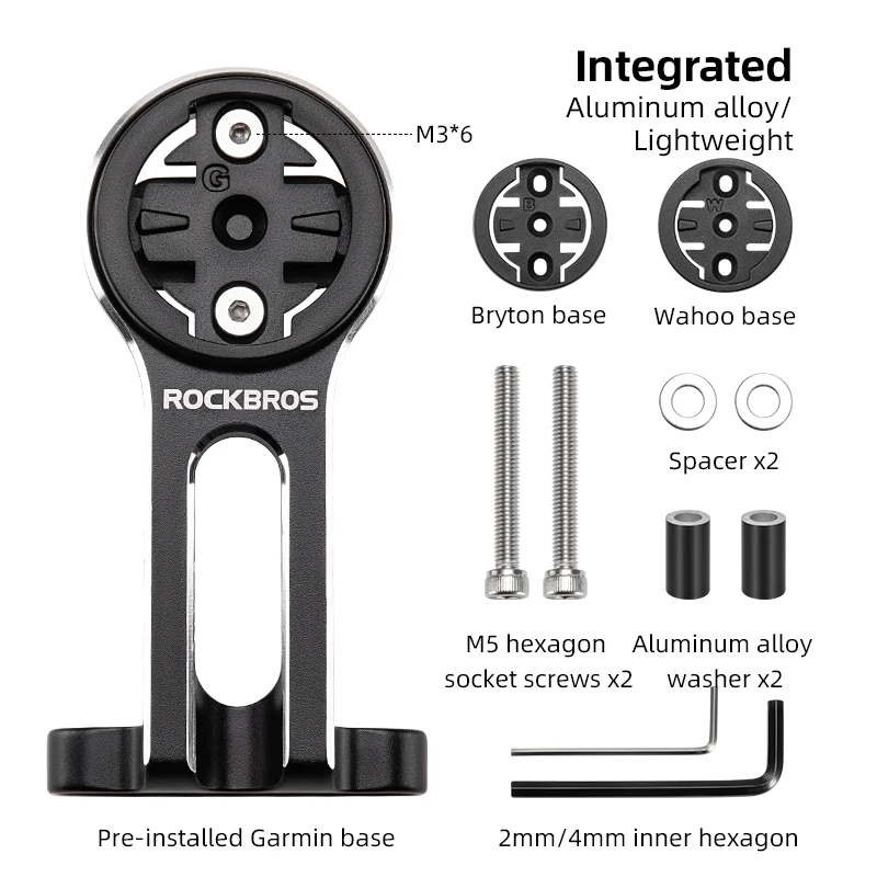 ROCKBROS Fahrradhalterung Frontlicht Lampenfassung Aluminiumlegierung Verlängerungshalter für Fahrradcomputer Wahoo Bryton Garmin Halterung