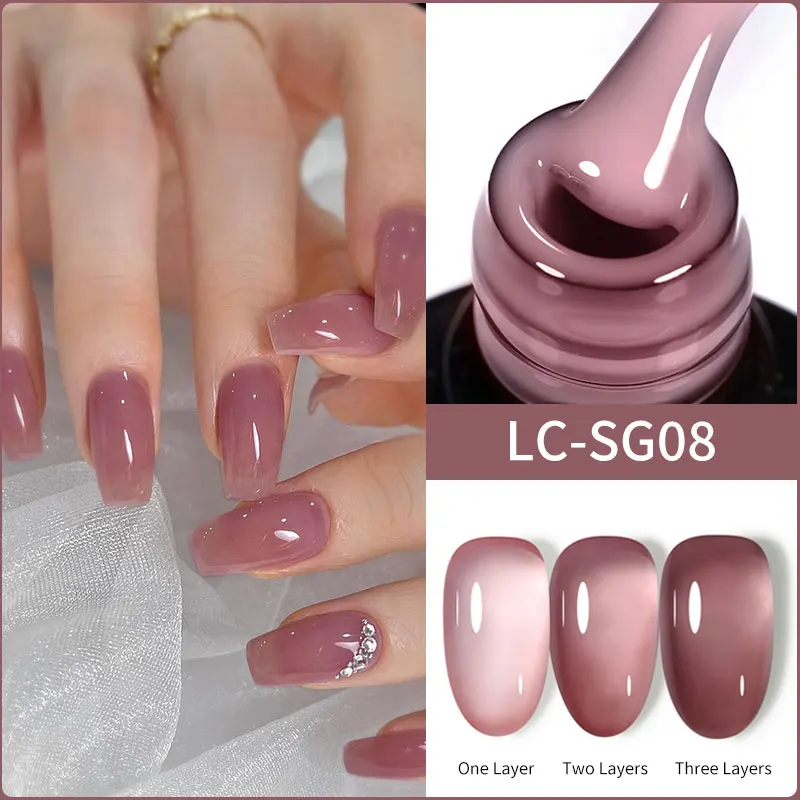 LILYCUTE 7ML Colore fagiolo rosso Gelatina traslucida Smalto per unghie gel nudo Primavera Estate Semi permanente per unghie Gel UV di alta qualità