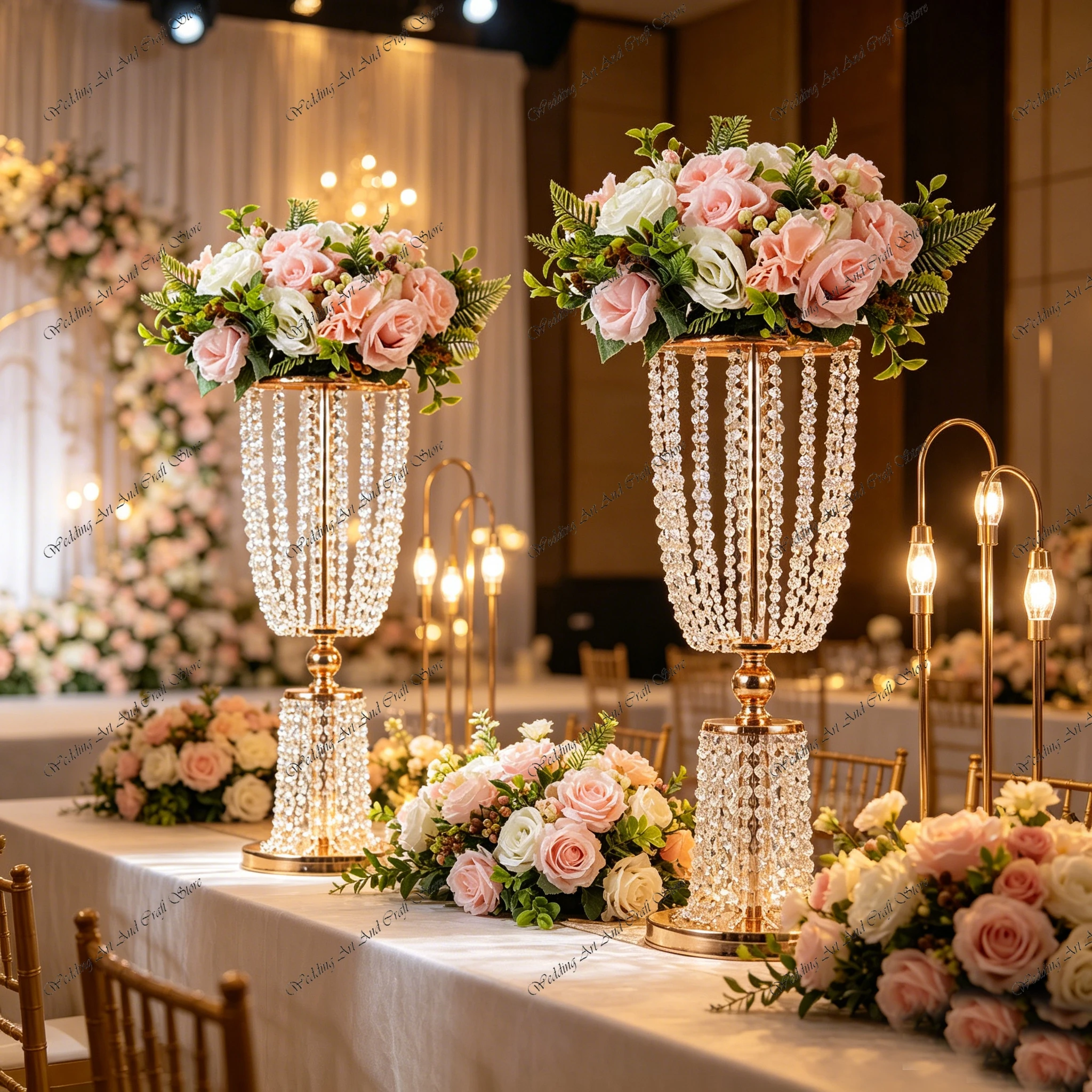 10pcs f30 60-100cm Metal Crystal Flower Rack for Wedding Banquet Decoration Large Table Centerpiece Flower Candle Stand ivy1171
