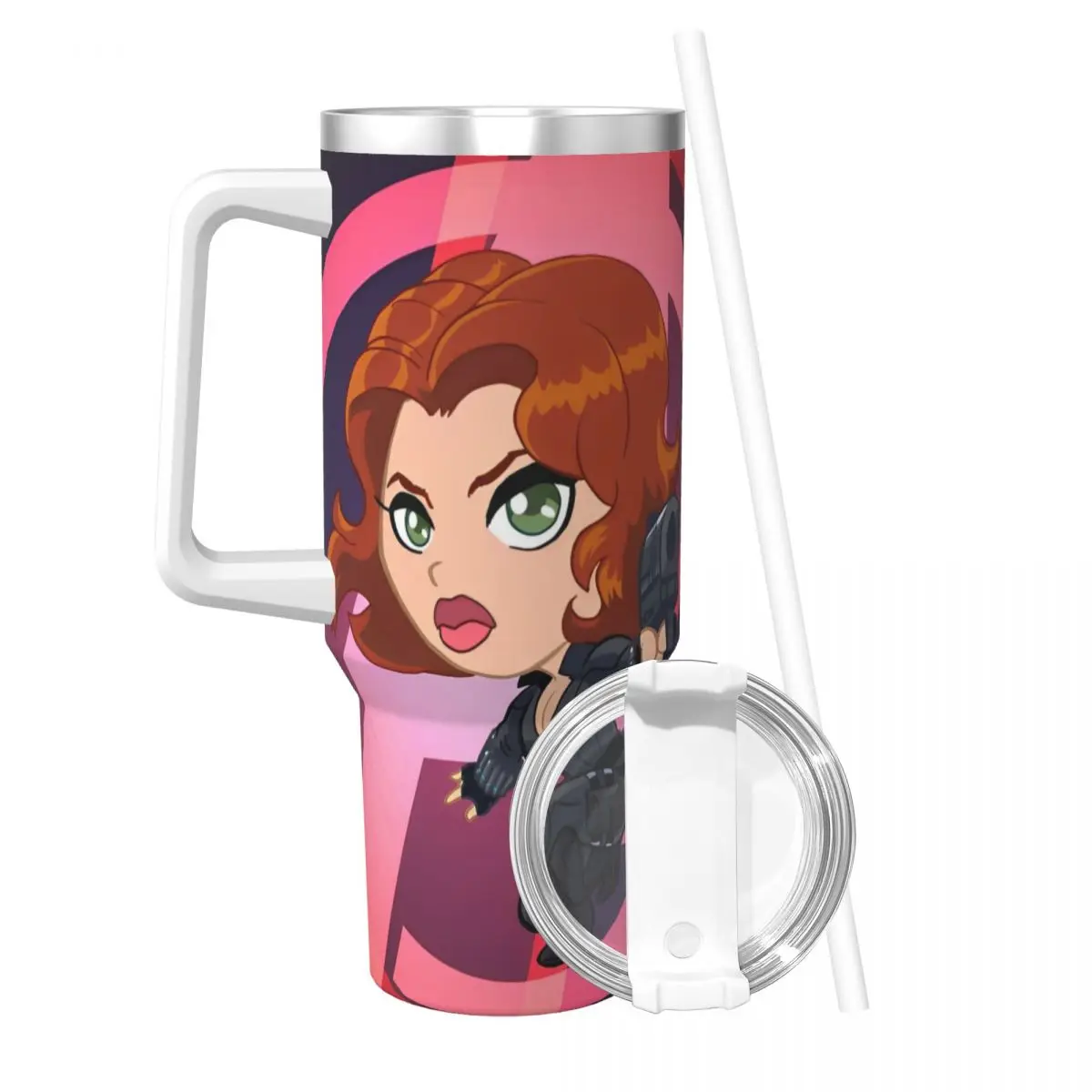 Black Widow Miniso Stainless Steel Tumbler Travelist Thermal Cups With Straws and Lid 40oz Mugs Cup Hot Drinks Water Bottle