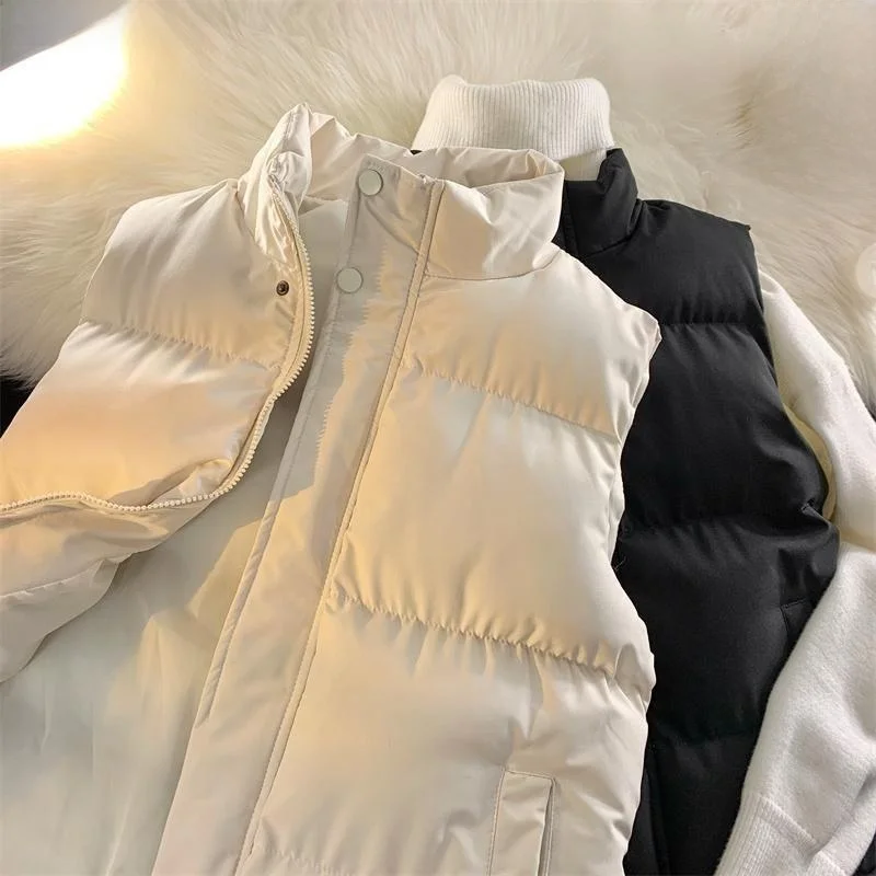 

Men's And Women's Faionable Thiened Stand Collar Cotton Vest Slim Fit oulder Pad Warm Jaet Outerwear for Autumn Winter